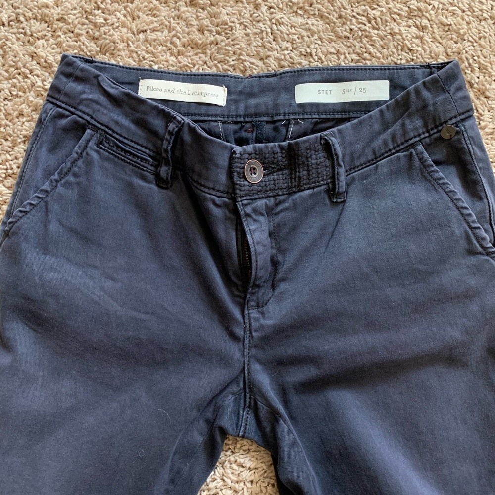 Anthro Navy Tapered Pant